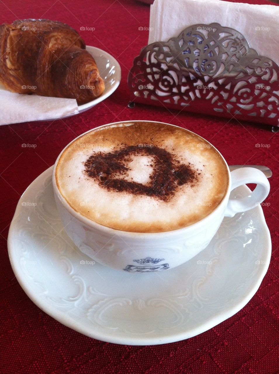 Cappucino and a brioche, perfect Italian breakfast 