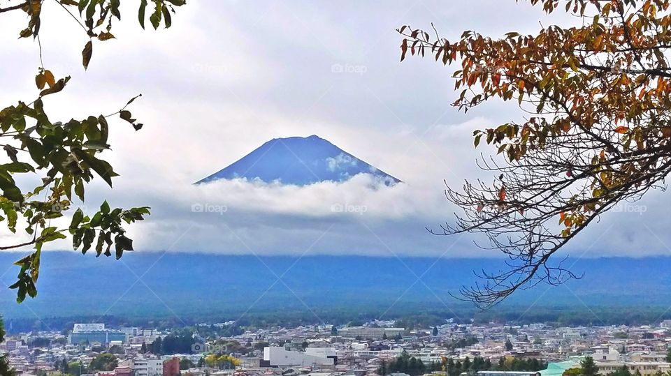 Mount Fuji in the clouds