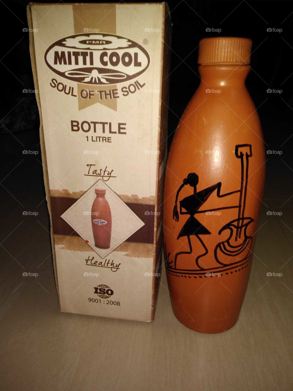 Natural water bottle made of soil like a pot