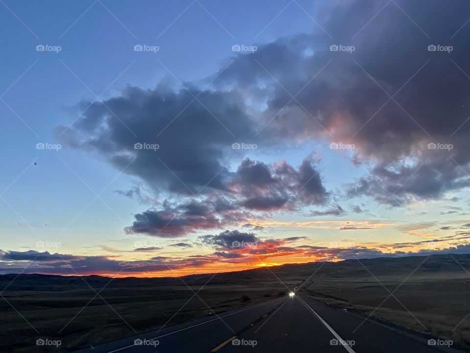 Beautiful sunset on Highway 46 right outside of Cholame California 