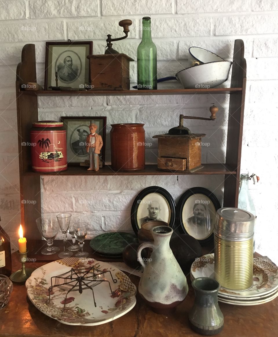 Shelf at flea market.