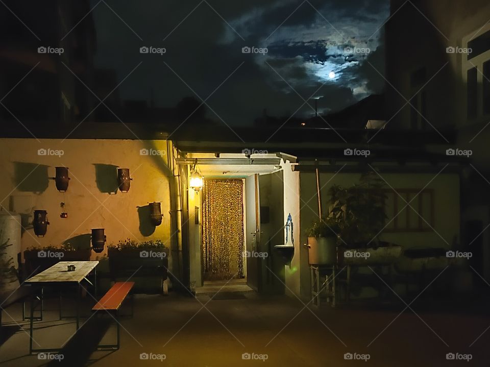 moon over backyard tiny house @vienna