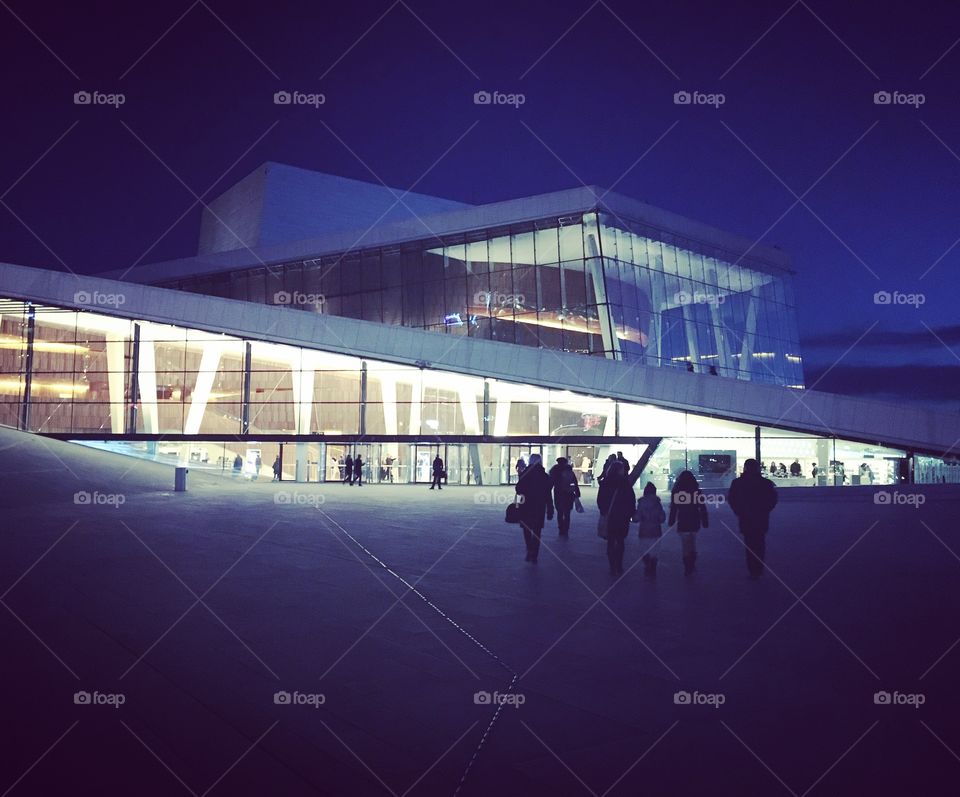 Oslo opera house at night