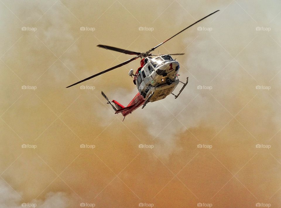 Firefighting Helicopter. Helicopter Fighting A California Wildfire
