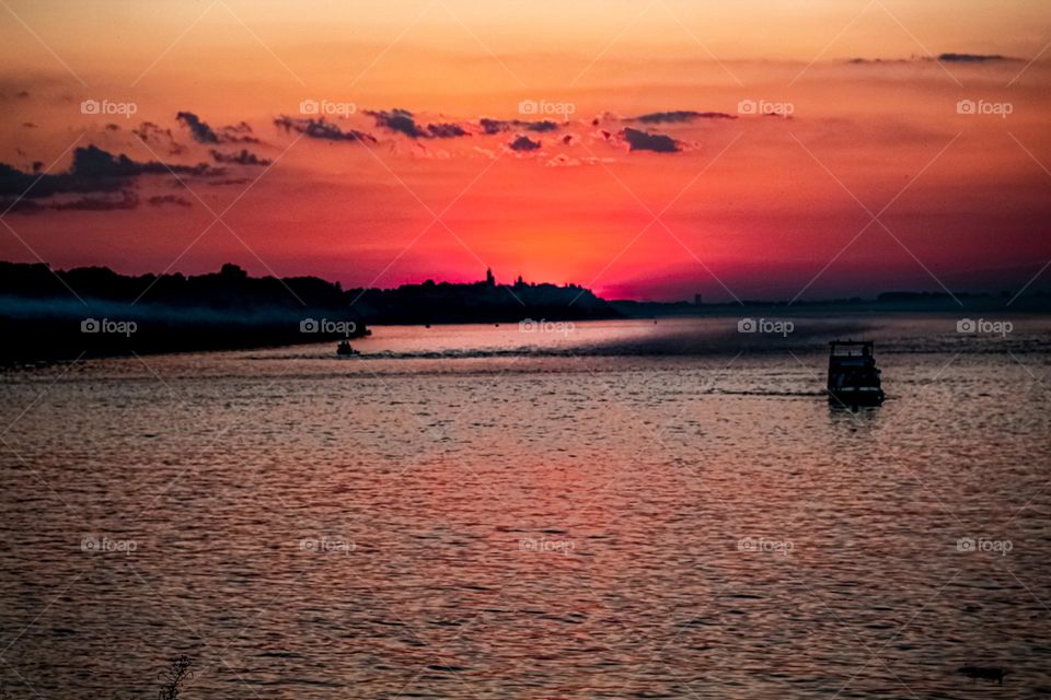 Sunset on the Danube river