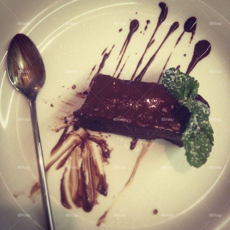 Chocolate cake on the plate