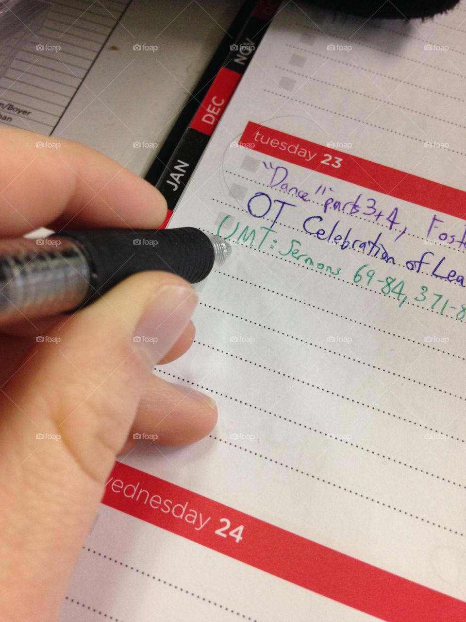 Planner note taking (Left-handed) happens to be on the date February 23 2016