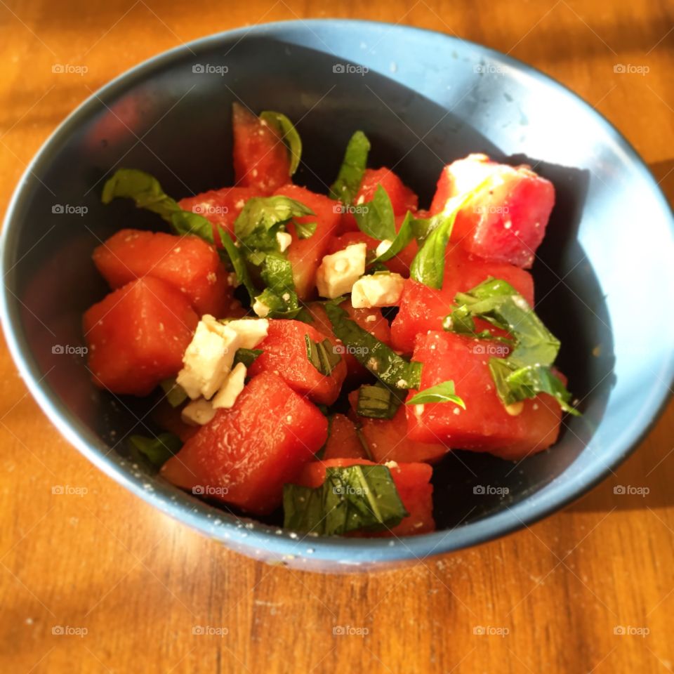 Watermelon basil salad