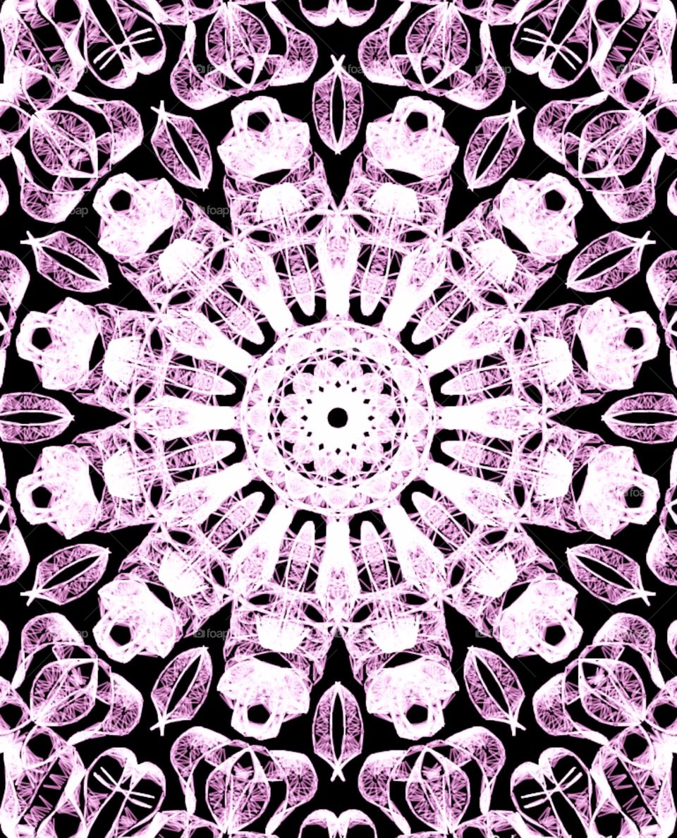 My Reflectional Glowing Purple Floral Art Design Pattern. Circular type of Grid.
