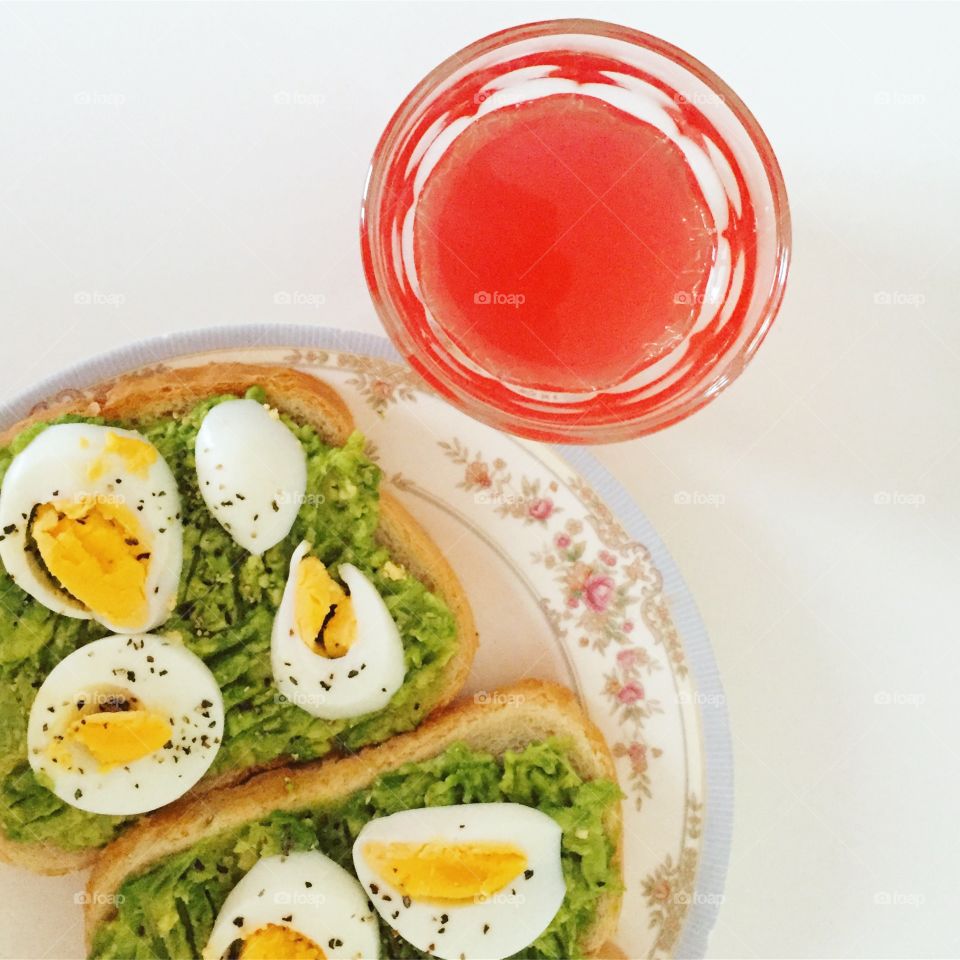 Avocado egg toast on plate