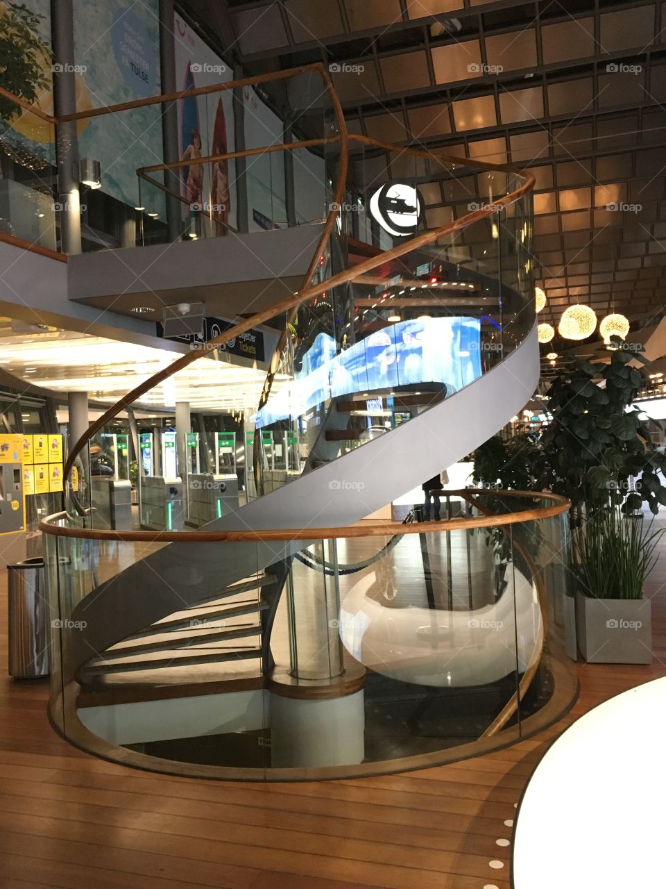 Stairway to cafe in sky city