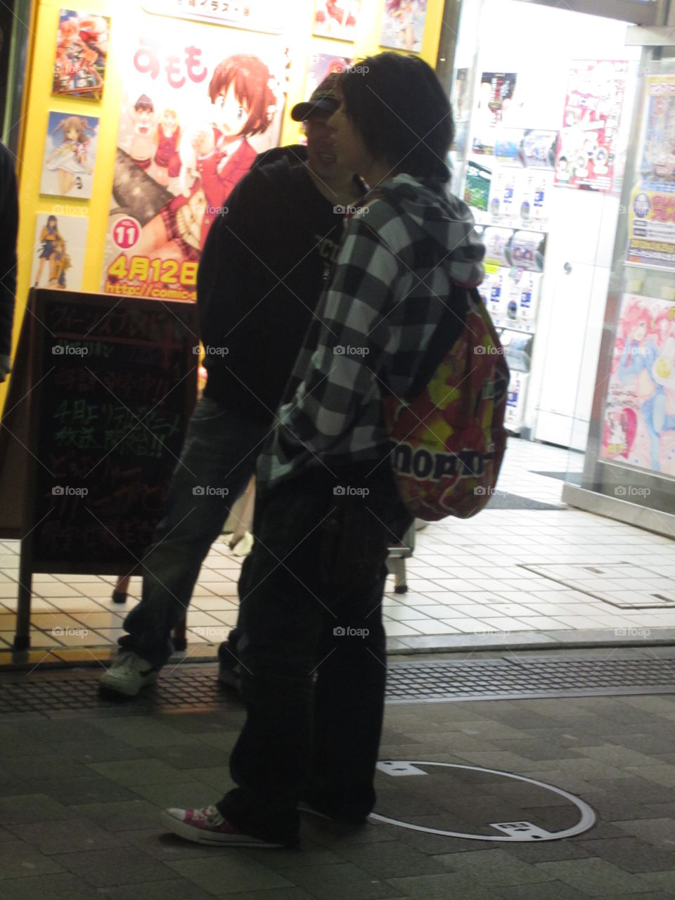 Cool Young Guys in Akihabara, Tokyo, Japan.  Street Fashion.  Night View of City Life.