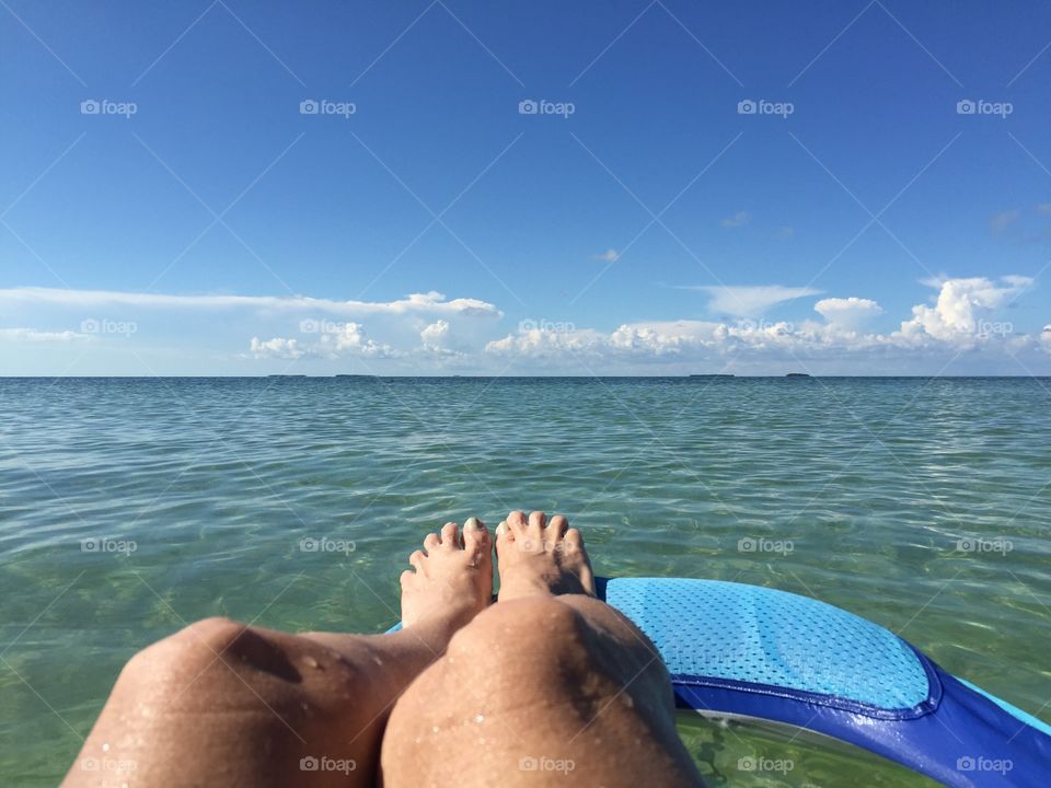 On a float at White Marlin Beach, Florida Keys