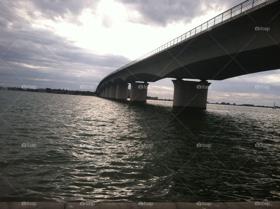 Bridge over water. John Ringling bridge, Sarasota Fl