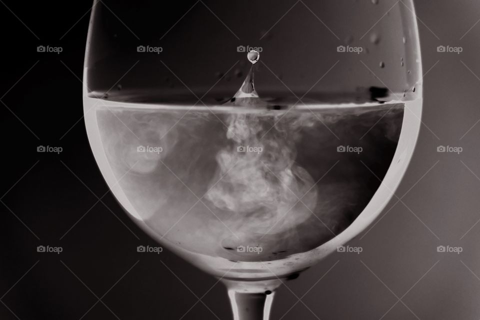 Water droplet in wine glass