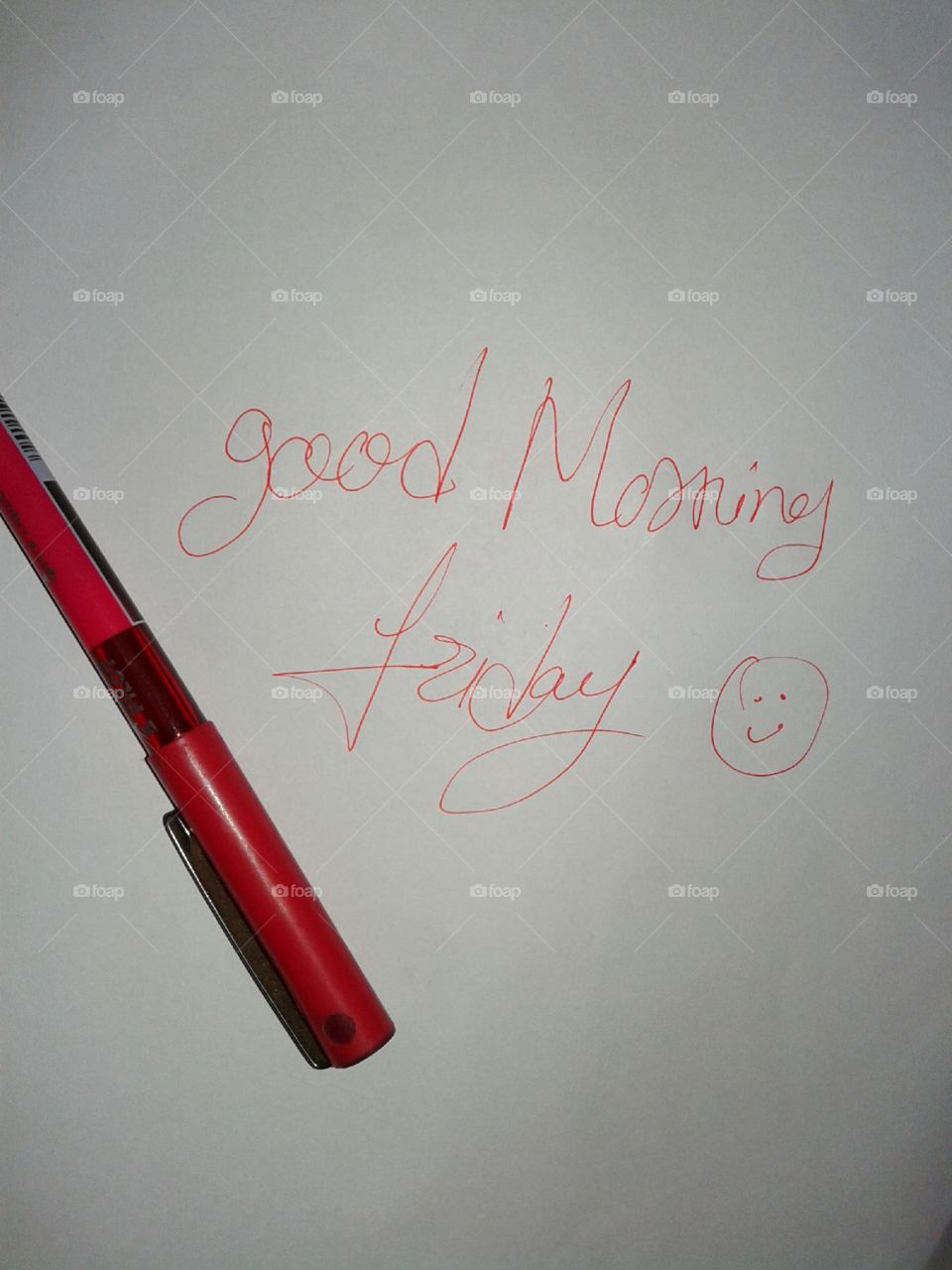 good morning friday with smile, texts on paper shit.