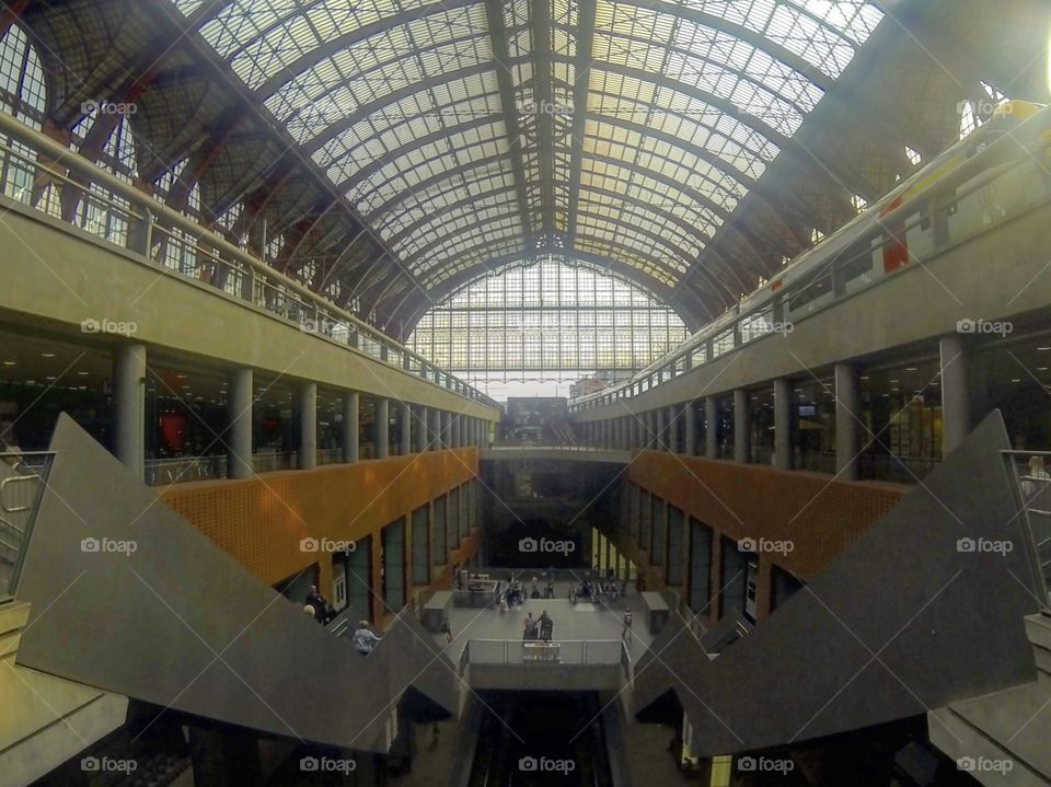 Antwerp central railway station as seen in the departure hall 