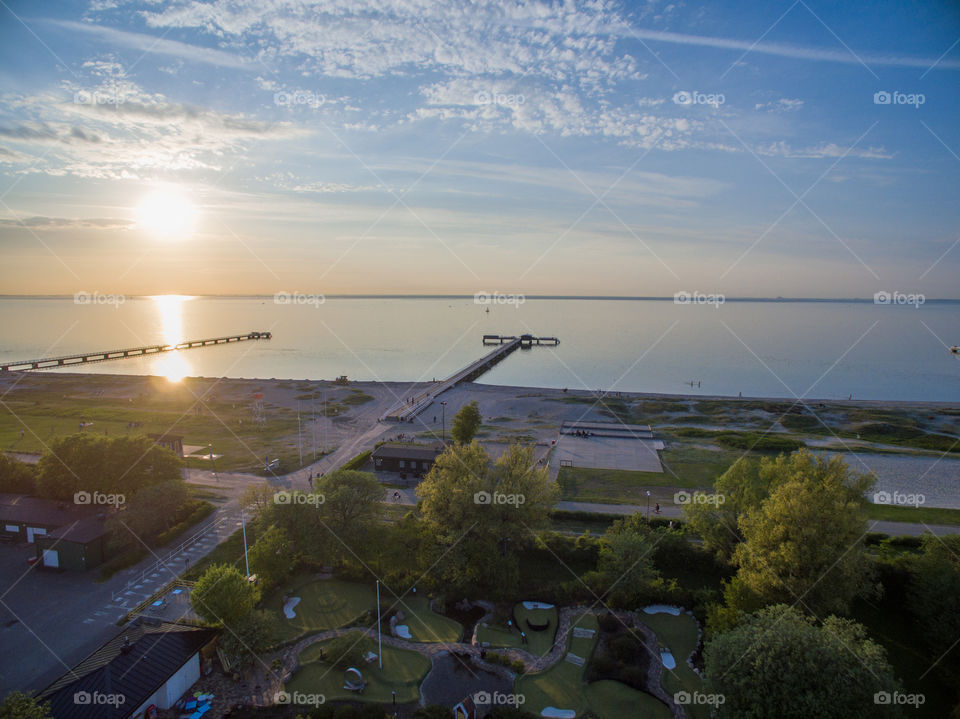 Aerial view of T-bryggan at Ribersborg in Malmö Sweden.