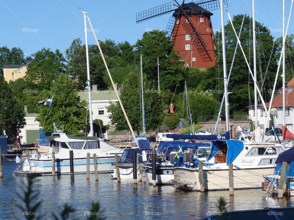Harbour and a windmill