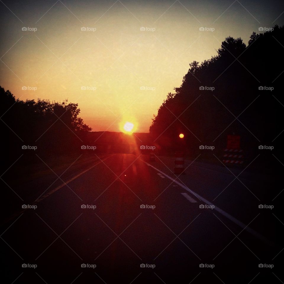 Road, Sunset, Blur, Sun, Dawn
