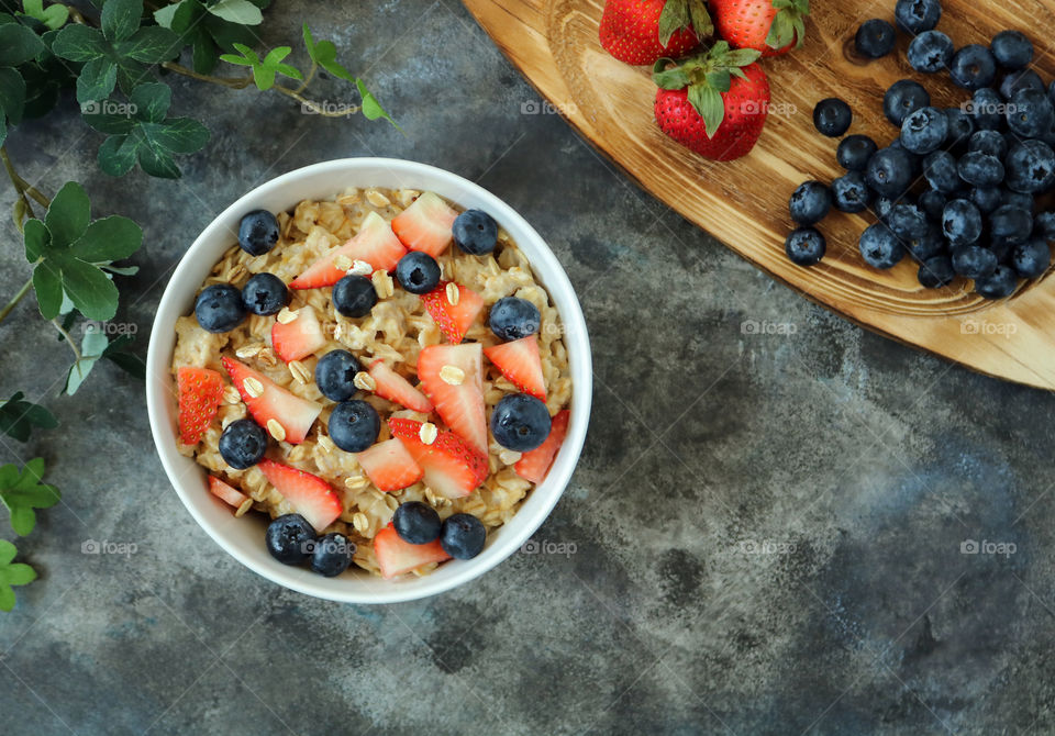 Strawberry and Blueberry Oatmeal