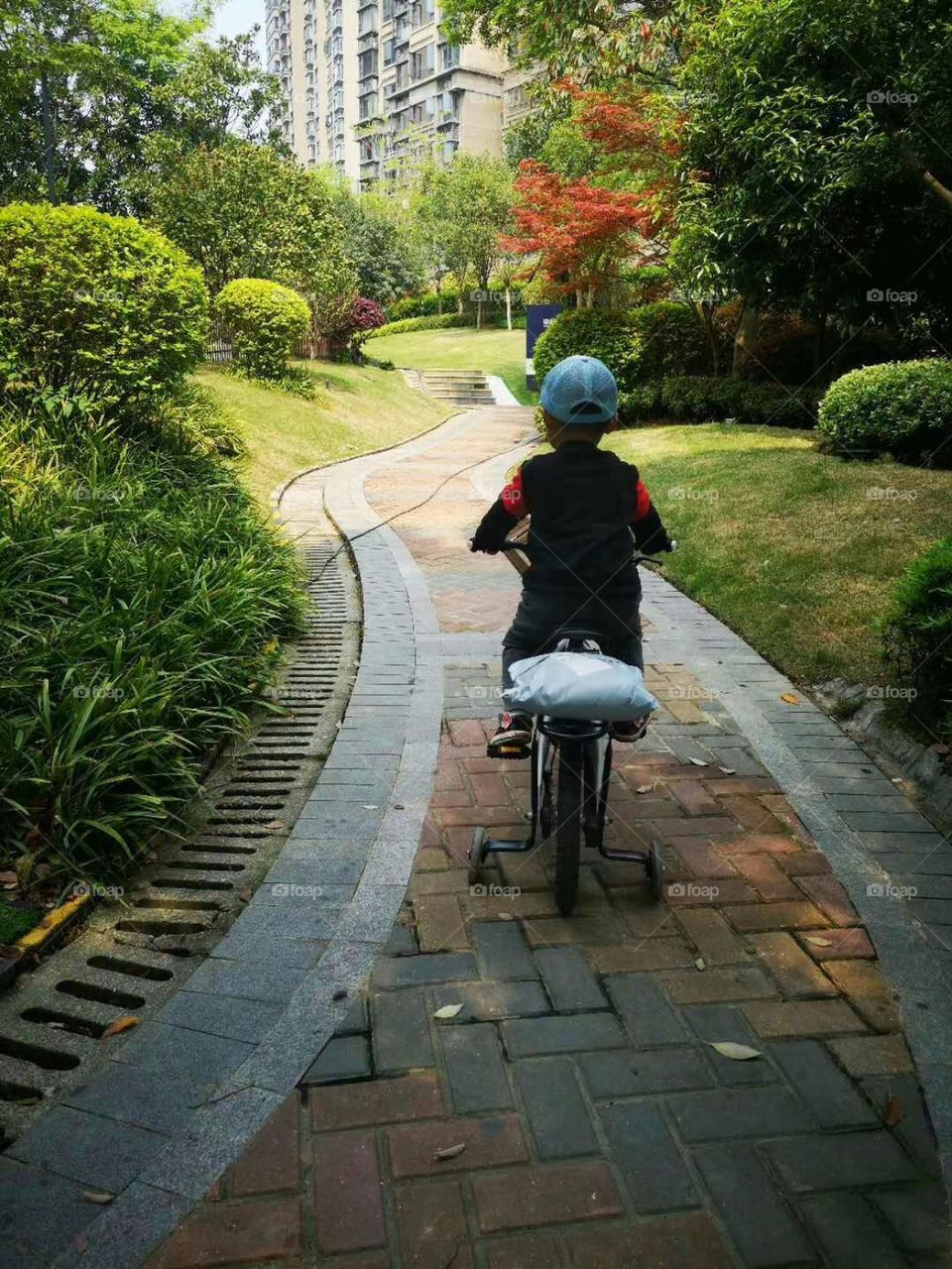 A child riding a bicycle