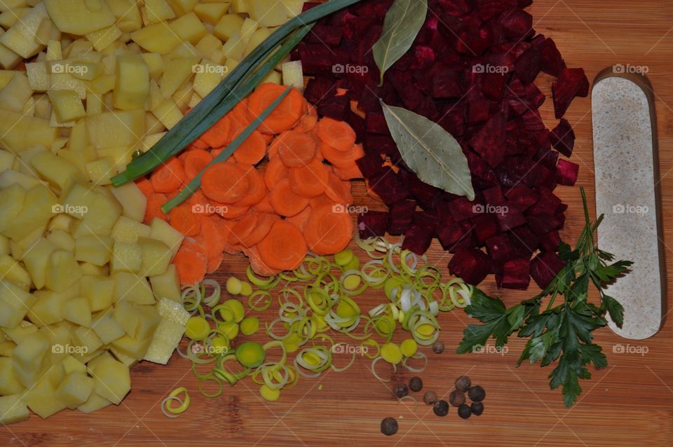 vegetables and spices to prepare a soup