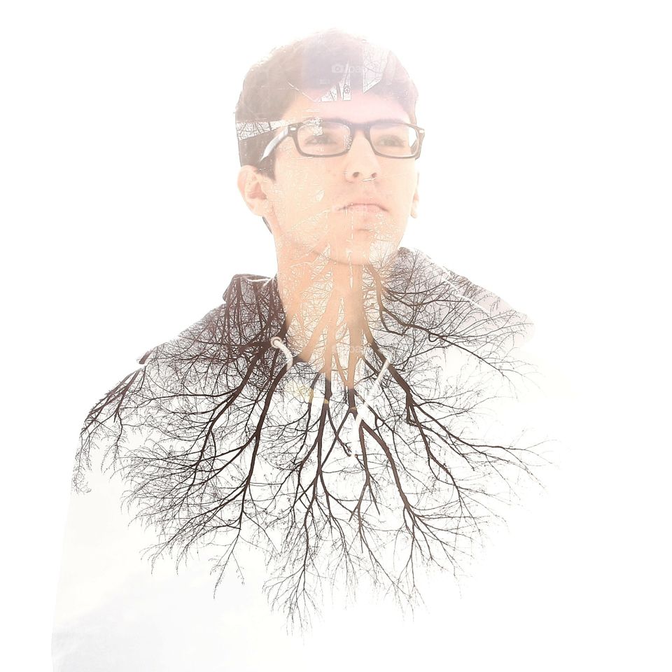 tree man. Doubles exposure tree of my brother. Original shot