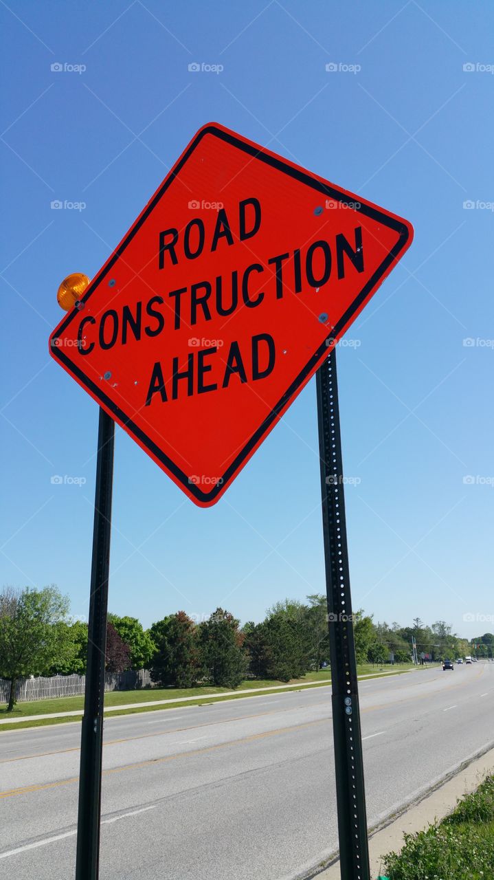 Construction Ahead Sign. Road Sign