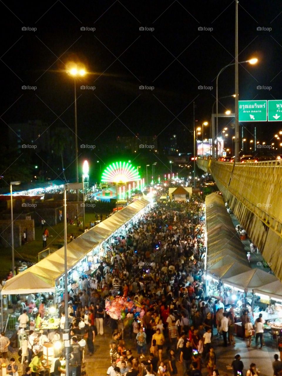 Crowd at the Loi Krathong festival in Bangkok, Thailand.