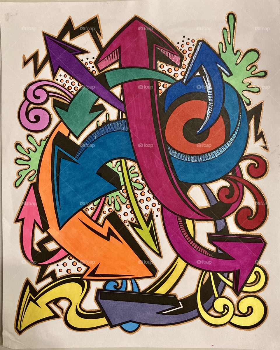 Sparkly Brightly Colored in Graffiti Art. 