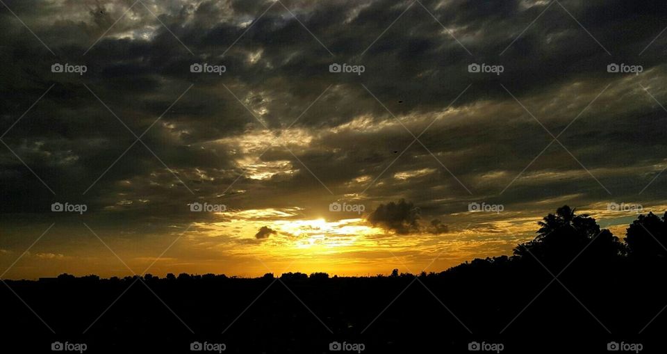 Beautiful stormy sunset