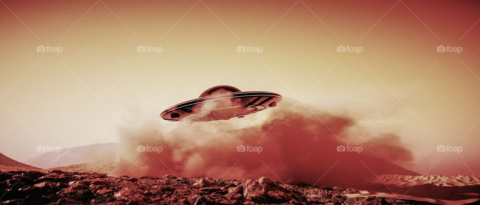 An UFO is landing on Mars