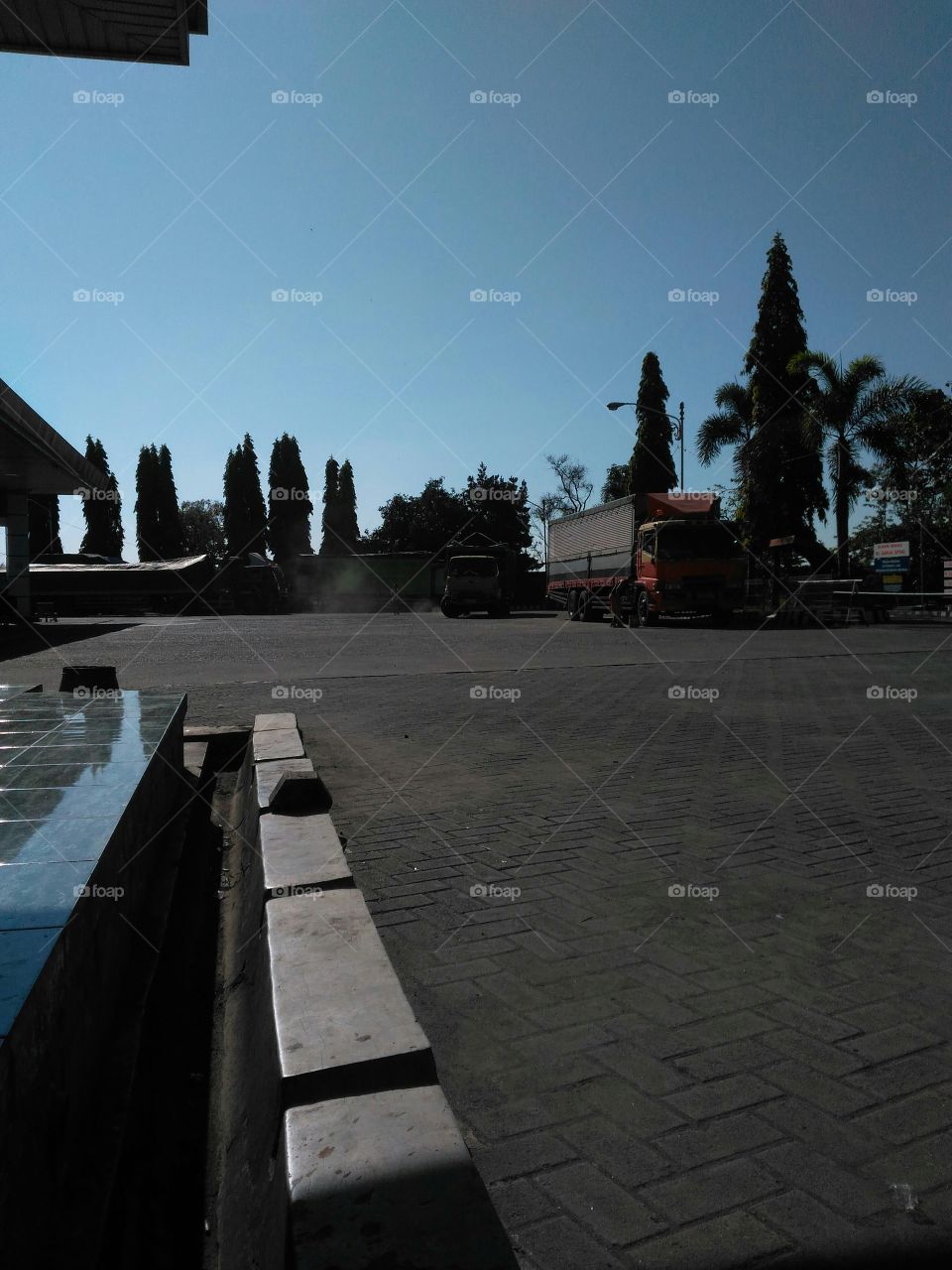 Silhouette in refueling parking
 