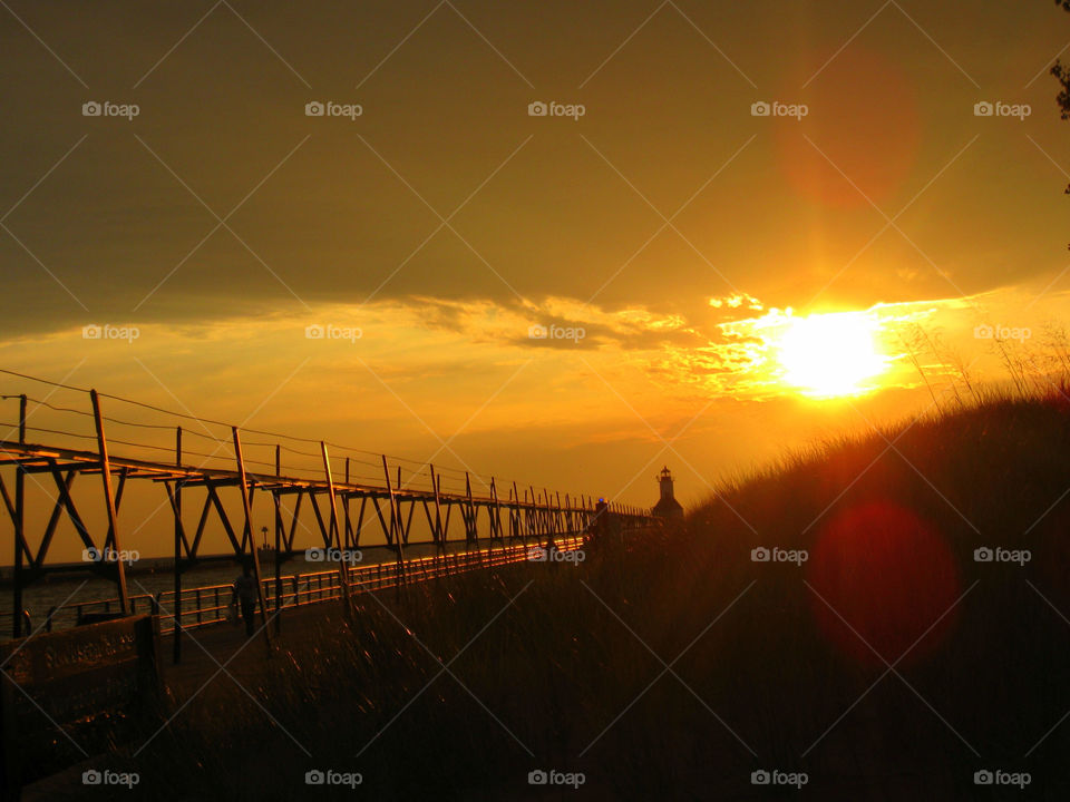 beach sunset orange hill by mengzishiliu
