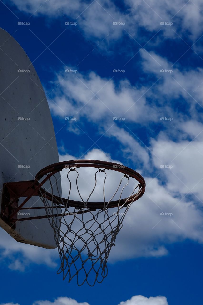 Vibrant Basketball Hoop Photo, Basketball Court Photography, Sports Photograph, Basketball Hoop 