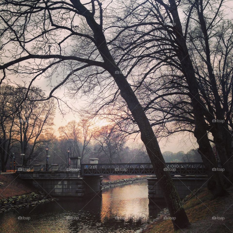 Silhouette of Djurgårdsbrunnsbron in Stockholm