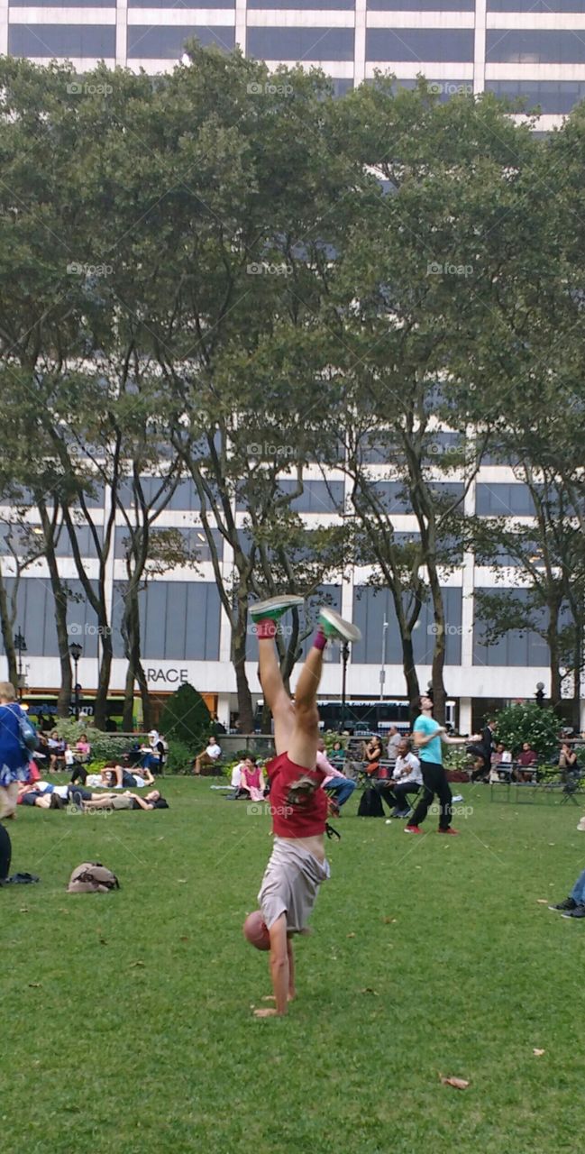 Handstand in Bryant Park