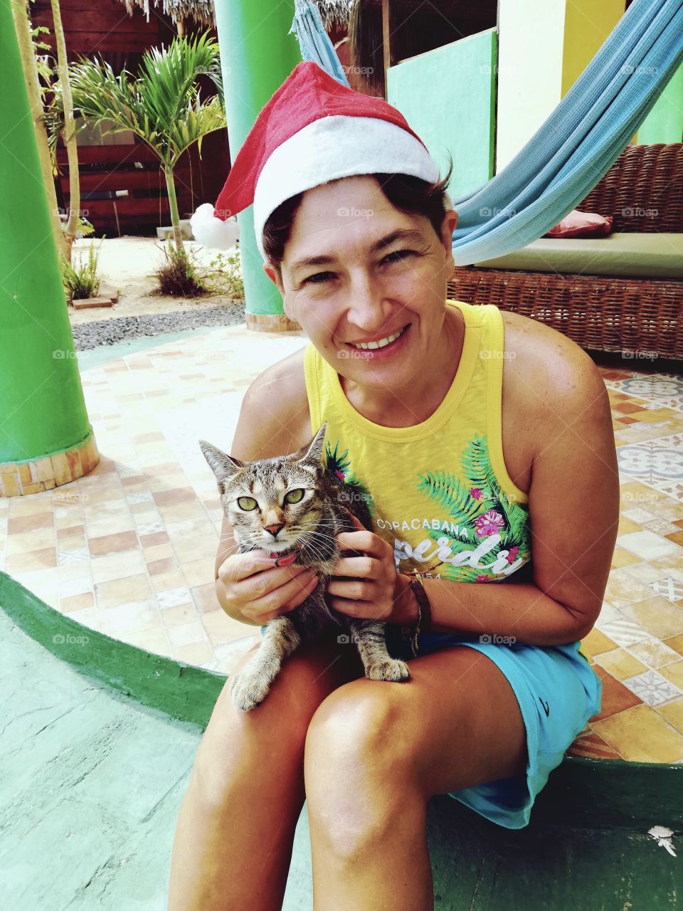 Woman and at happy Christmas 