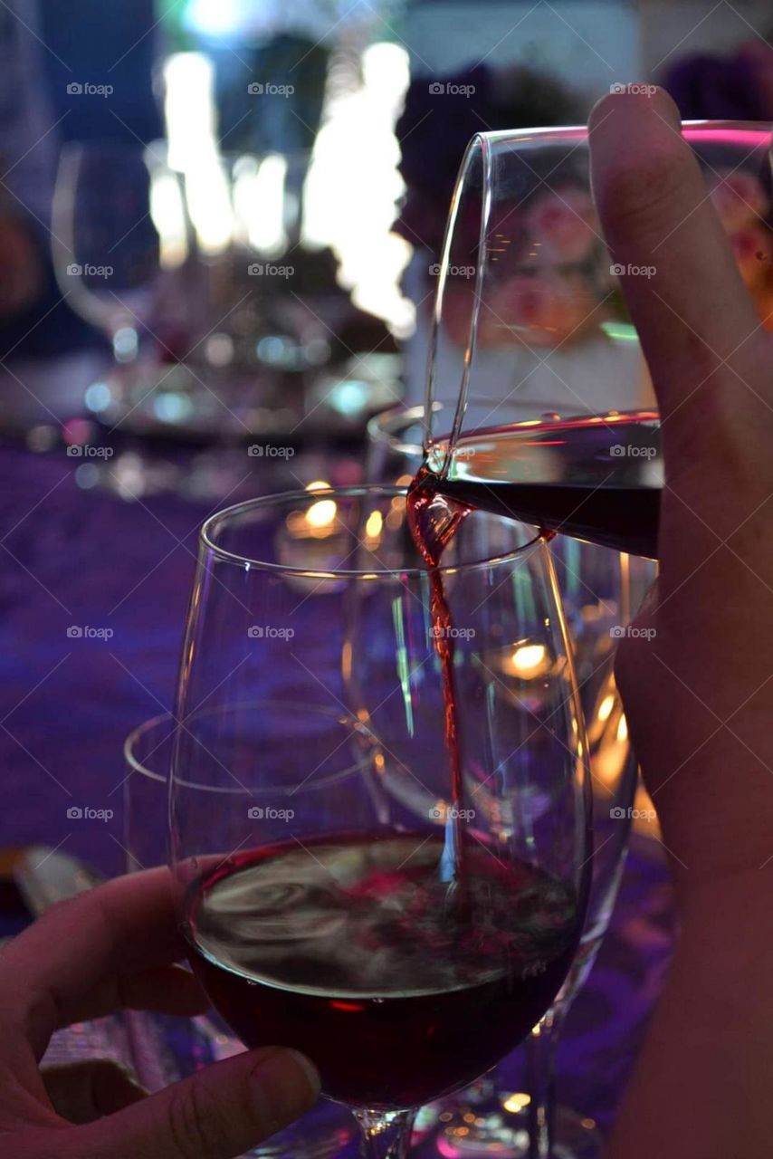 red liquid at a wedding