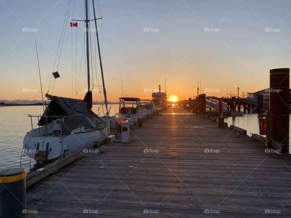 Beautiful sunset off the river in Steveston Richmond, British Columbia