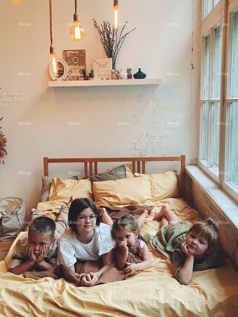 Four kids in the bed 