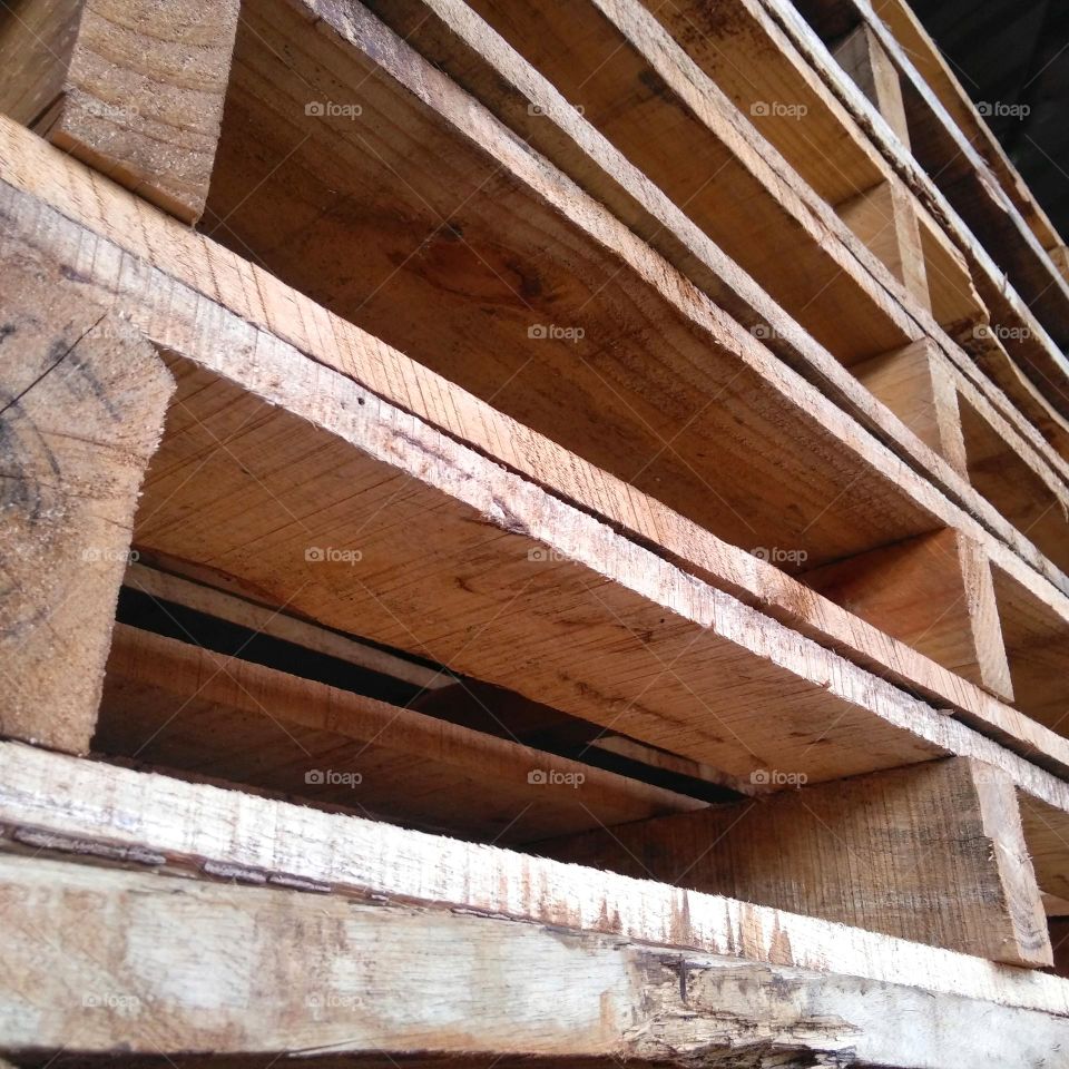 Wooden pallets on the warehouse