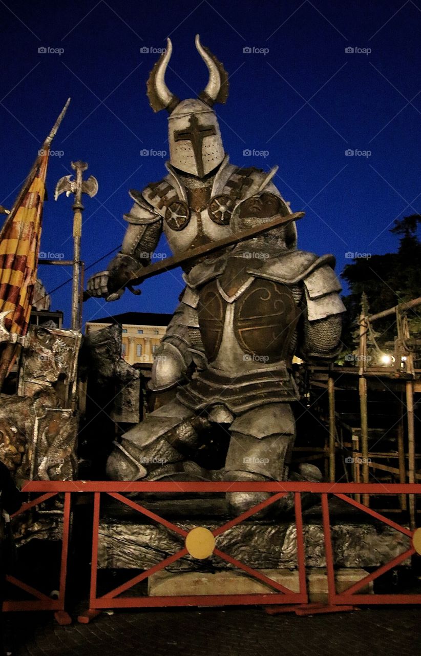 Opera props of knights sword fighting