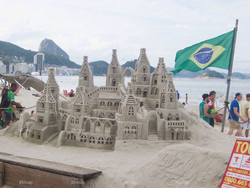 Sand castle on Copacabana beach 