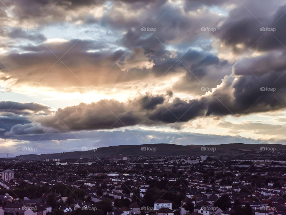 Sunset over the city. Scotland