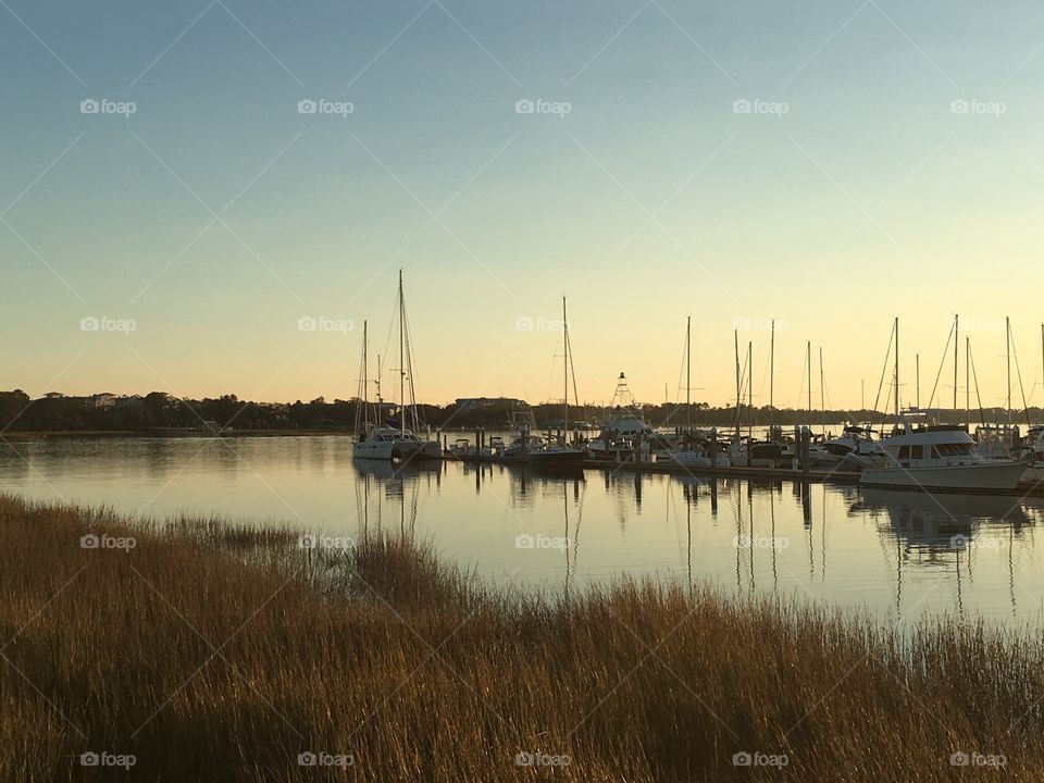 Sunset Boats in the Marina 