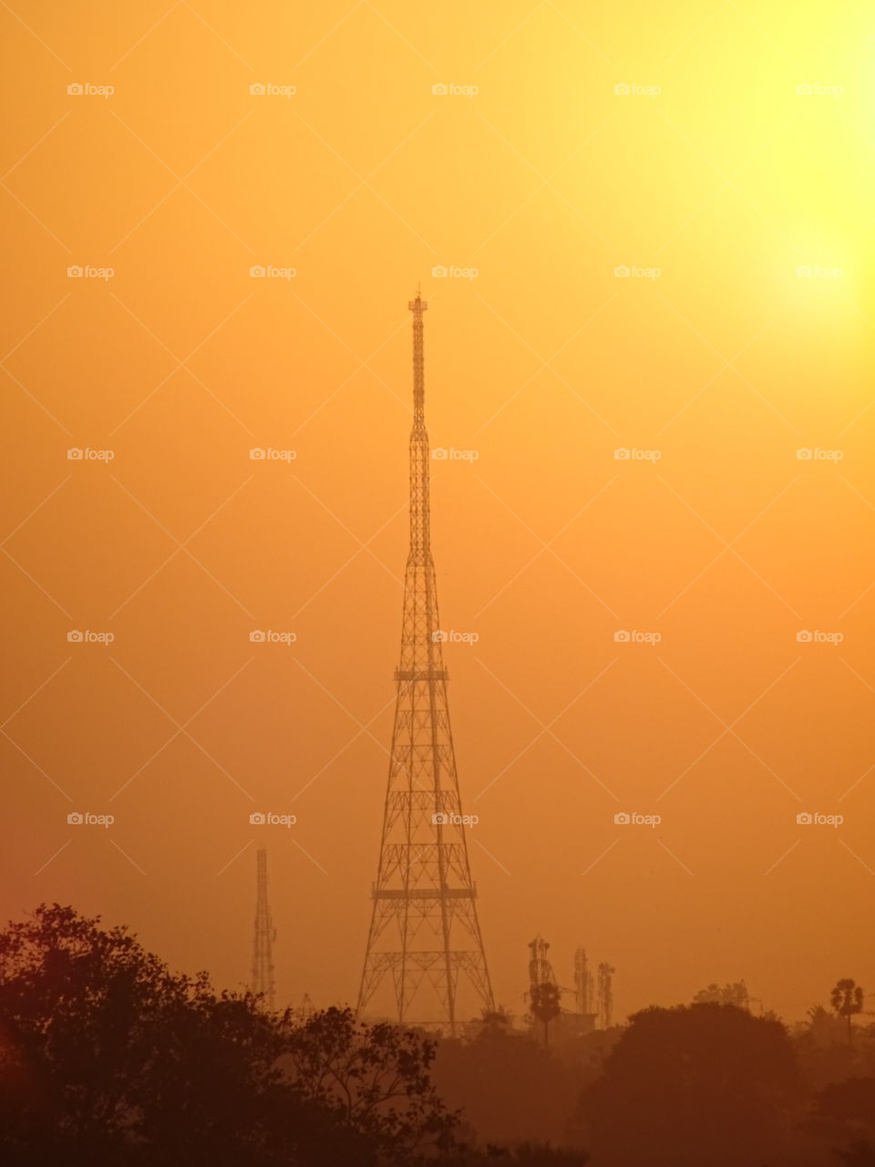 Sunset, No Person, Tower, Sky, Silhouette