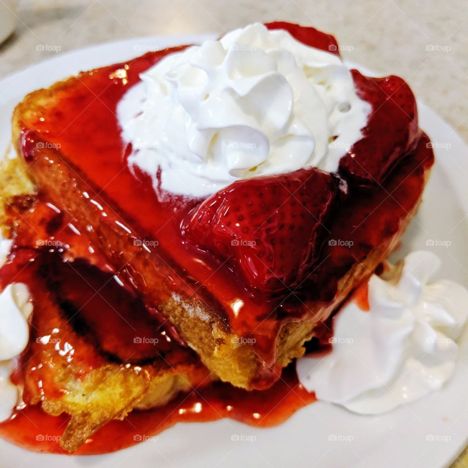 Strawberry french toast and whip cream