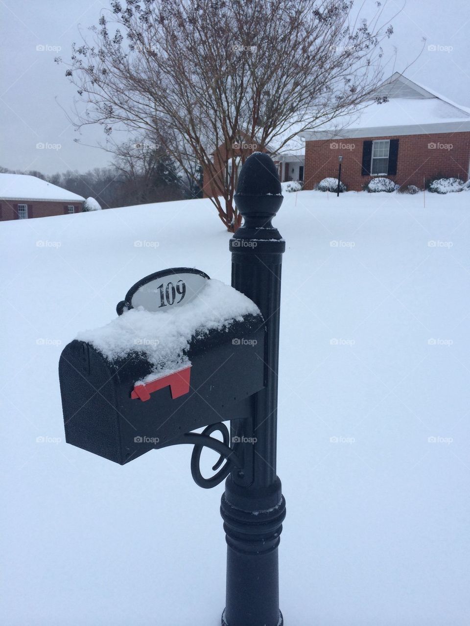 Snow on the mailbox